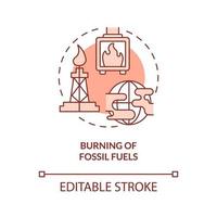 Burning of fossil fuels red concept icon vector