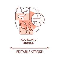 Aggravate erosion red concept icon vector