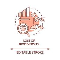 Loss of biodiversity red concept icon vector