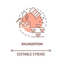 Salinization red concept icon vector