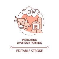 Increasing livestock farming red concept icon vector