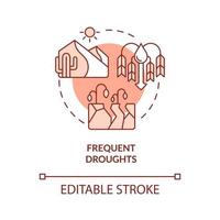 Frequent droughts red concept icon vector