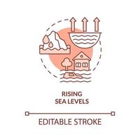 Rising sea levels red concept icon vector
