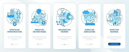 Climate change and economy blue onboarding mobile app screen vector
