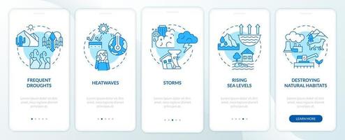 Effects of climate change blue onboarding mobile app screen