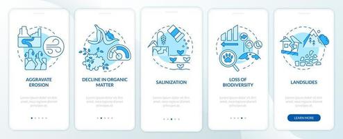 Climate change impact on environment blue onboarding mobile app screen vector