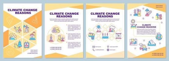 Climate change reasons brochure template vector