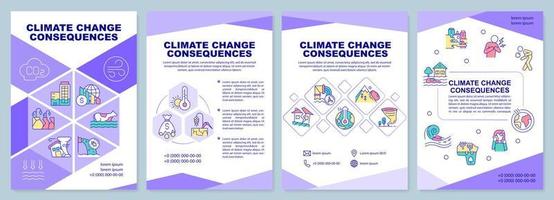 Climate change consequences brochure template vector