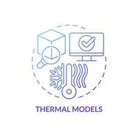 Thermal models blue gradient concept icon. Virtual testing abstract idea thin line illustration. Detecting anomalies. Isolated outline drawing. Roboto-Medium, Myriad Pro-Bold fonts used vector