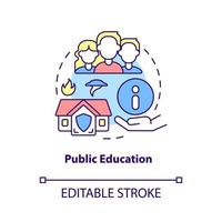 Public education concept icon. Informing school of natural disaster abstract idea thin line illustration. Isolated outline drawing. Editable stroke. Roboto-Medium, Myriad Pro-Bold fonts used