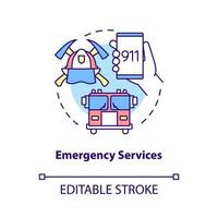 Emergency services concept icon. Natural disaster urgent help abstract idea thin line illustration. Isolated outline drawing. Editable stroke. Roboto-Medium, Myriad Pro-Bold fonts used vector