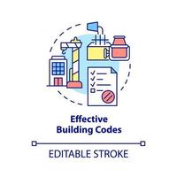 Effective building codes concept icon. Construction scheduling abstract idea thin line illustration. Isolated outline drawing. Editable stroke. Roboto-Medium, Myriad Pro-Bold fonts used vector