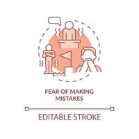 Fear of making mistakes terracotta concept icon. Feeling unsure abstract idea thin line illustration. Isolated outline drawing. Editable stroke. Roboto-Medium, Myriad Pro-Bold fonts used vector