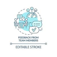 Feedback from team members turquoise concept icon. Communication abstract idea thin line illustration. Isolated outline drawing. Editable stroke. Roboto-Medium, Myriad Pro-Bold fonts used vector