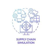 Supply chain simulation blue gradient concept icon. Abnormal situations prediction abstract idea thin line illustration. Isolated outline drawing. Roboto-Medium, Myriad Pro-Bold fonts used vector