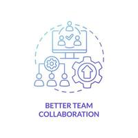 Better team collaboration blue gradient concept icon. Resolving manufacturing issues abstract idea thin line illustration. Isolated outline drawing. Roboto-Medium, Myriad Pro-Bold fonts used vector