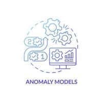 Anomaly models blue gradient concept icon. Detecting abnormal patterns abstract idea thin line illustration. Digital twin. Isolated outline drawing. Roboto-Medium, Myriad Pro-Bold fonts used vector