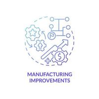 Manufacturing improvements blue gradient concept icon. Enhancing production system abstract idea thin line illustration. Isolated outline drawing. Roboto-Medium, Myriad Pro-Bold fonts used vector