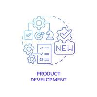 Product development blue gradient concept icon. Highly detailed model abstract idea thin line illustration. Virtual replica. Isolated outline drawing. Roboto-Medium, Myriad Pro-Bold fonts used vector