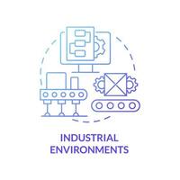 Industrial environments blue gradient concept icon. Improving business outcomes abstract idea thin line illustration. Digital twin. Isolated outline drawing. Roboto-Medium, Myriad Pro-Bold fonts used vector