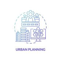 Urban planning blue gradient concept icon. Creating digital three dimensional model abstract idea thin line illustration. Isolated outline drawing. Roboto-Medium, Myriad Pro-Bold fonts used vector