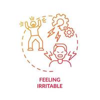 Feeling irritable red gradient concept icon. Emotional disorder. Anxiety abstract idea thin line illustration. Isolated outline drawing. Editable stroke. Roboto-Medium, Myriad Pro-Bold fonts used vector