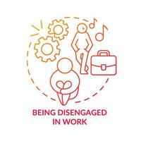 Being disengaged in work red gradient concept icon. Burnout at work. Anxiety disorder abstract idea thin line illustration. Isolated outline drawing. Roboto-Medium, Myriad Pro-Bold fonts used vector