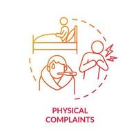 Physical complaints red gradient concept icon. Psychosomatic symptoms. Anxiety disorder abstract idea thin line illustration. Isolated outline drawing. Roboto-Medium, Myriad Pro-Bold fonts used vector