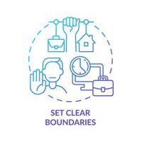 Set clear boundaries blue gradient concept icon. Balanced life and work. Mental health abstract idea thin line illustration. Isolated outline drawing. Roboto-Medium, Myriad Pro-Bold fonts used vector