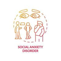 Social anxiety disorder red gradient concept icon. Fear of communication. Mental health abstract idea thin line illustration. Isolated outline drawing. Roboto-Medium, Myriad Pro-Bold fonts used vector