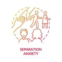 Separation anxiety red gradient concept icon. Fear of loneliness. Anxiety disorder abstract idea thin line illustration. Isolated outline drawing. Roboto-Medium, Myriad Pro-Bold fonts used vector