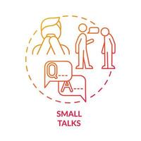 Small talk red gradient concept icon. Communication issues. Anxiety mental disorder abstract idea thin line illustration. Isolated outline drawing. Roboto-Medium, Myriad Pro-Bold fonts used vector