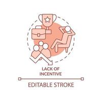 Lack of incentive terracotta concept icon. Teamwork organization abstract idea thin line illustration. Isolated outline drawing. Editable stroke. Roboto-Medium, Myriad Pro-Bold fonts used vector