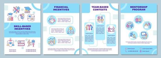 Teamwork incentives blue brochure template. Workers motivation. Booklet print design with linear icons. Vector layouts for presentation, annual reports, ads. Arial-Black, Myriad Pro-Regular fonts used