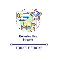 Exclusive live stream concept icon. Paid subscription benefits abstract idea thin line illustration. Isolated outline drawing. Editable stroke. Roboto-Medium, Myriad Pro-Bold fonts used vector