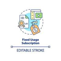 Fixed usage subscription concept icon. Types of subscription abstract idea thin line illustration. Isolated outline drawing. Editable stroke. Roboto-Medium, Myriad Pro-Bold fonts used vector