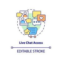 Live chat access concept icon. Paid subscription benefits abstract idea thin line illustration. Isolated outline drawing. Editable stroke. Roboto-Medium, Myriad Pro-Bold fonts used vector