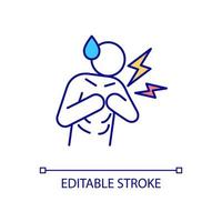 Sudden chest pain RGB color icon. Sick person. Heart attack risk. Severe health problems. Isolated vector illustration. Simple filled line drawing. Editable stroke. Arial font used