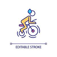 Bike trainer RGB color icon. Overtraining. Exhausting fitness. Excessive exercise. Calorie burning activity. Isolated vector illustration. Simple filled line drawing. Editable stroke. Arial font used