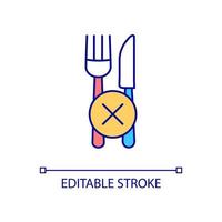 Hunger strike RGB color icon. Bad eating manners. Improper table etiquette. Fork and knife. Isolated vector illustration. Simple filled line drawing. Editable stroke. Arial font used