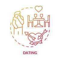 Dating red gradient concept icon. Fear of love and relationship. Anxiety trigger abstract idea thin line illustration. Isolated outline drawing. Roboto-Medium, Myriad Pro-Bold fonts used vector
