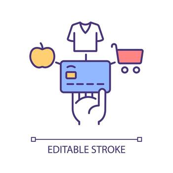 Credit card payment RGB color icon. Online shopping paying method. Wireless smart technology. Isolated vector illustration. Simple filled line drawing. Editable stroke. Arial font used