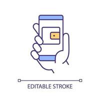 E wallet RGB color icon. Online payment solution. Mobile application for commercial service. Isolated vector illustration. Simple filled line drawing. Editable stroke. Arial font used