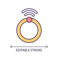 Smart ring RGB color icon. Bluetooth signal. Contactless payment solution. Electronic chip in wifi device. Isolated vector illustration. Simple filled line drawing. Editable stroke. Arial font used