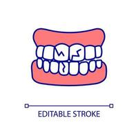 Dental problems RGB color icon. Tooth decay. Enamel deterioration and damage. Oral cavity disease. Isolated vector illustration. Simple filled line drawing. Editable stroke. Arial font used