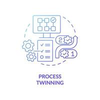 Process twinning blue gradient concept icon. Optimizing outcomes abstract idea thin line illustration. Business-focused workflows. Isolated outline drawing. Roboto-Medium, Myriad Pro-Bold fonts used vector