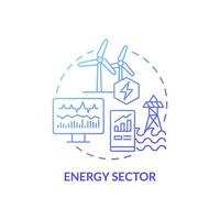 Energy sector blue gradient concept icon. Improving asset performance abstract idea thin line illustration. Smart management. Isolated outline drawing. Roboto-Medium, Myriad Pro-Bold fonts used vector