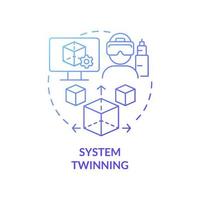 System twinning blue gradient concept icon. Fully digital simulation abstract idea thin line illustration. Software representation. Isolated outline drawing. Roboto-Medium, Myriad Pro-Bold fonts used vector