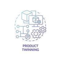 Product twinning blue gradient concept icon. Product lifecycle management abstract idea thin line illustration. Minimizing failures. Isolated outline drawing. Roboto-Medium, Myriad Pro-Bold fonts used