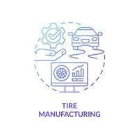 Tire manufacturing blue gradient concept icon. Digital replica of real world asset abstract idea thin line illustration. Isolated outline drawing. Roboto-Medium, Myriad Pro-Bold fonts used vector